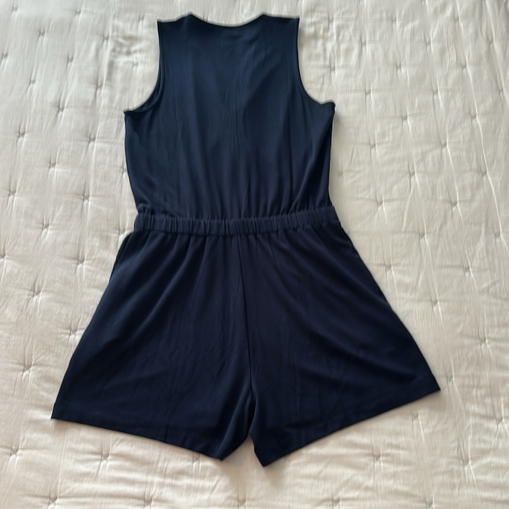 LOFT dark Blue V-Neck Romper - Picture 7 of 10